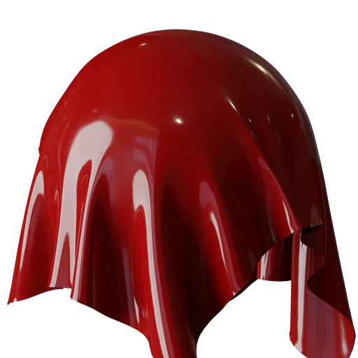 Glossy red PBR latex material with realistic reflections for 3D modeling in Blender.
