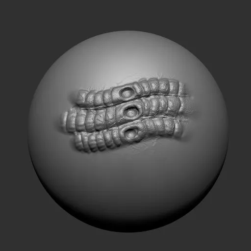 Detailed alien skin sculpting brush effect for 3D modeling with Blender