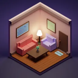 Isometric Minimalist Room