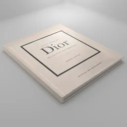 "Beige Thick Cover Dior Book: A detailed 3D model rendered in Blender 3D showcasing a close-up view of a luxurious book. The cover features black lettering on a white background, exhibiting an impressionism style. Perfect for literature enthusiasts and those seeking high-quality 3D models for Blender."