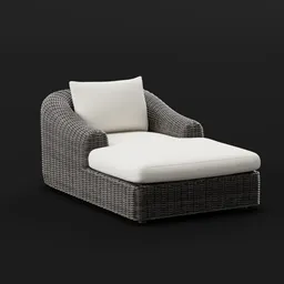 Wicker Chaise Lounge Chair with Cushions