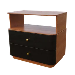 High-quality 3D Blender model of a minimalist black bedside table with sleek textures and fine details.