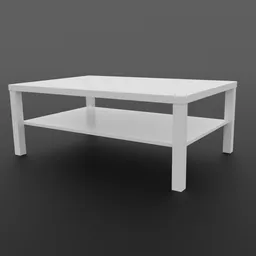 "White IKEA Lack table with shelf, designed in Sweden. Blender 3D model, based on real life measurements."