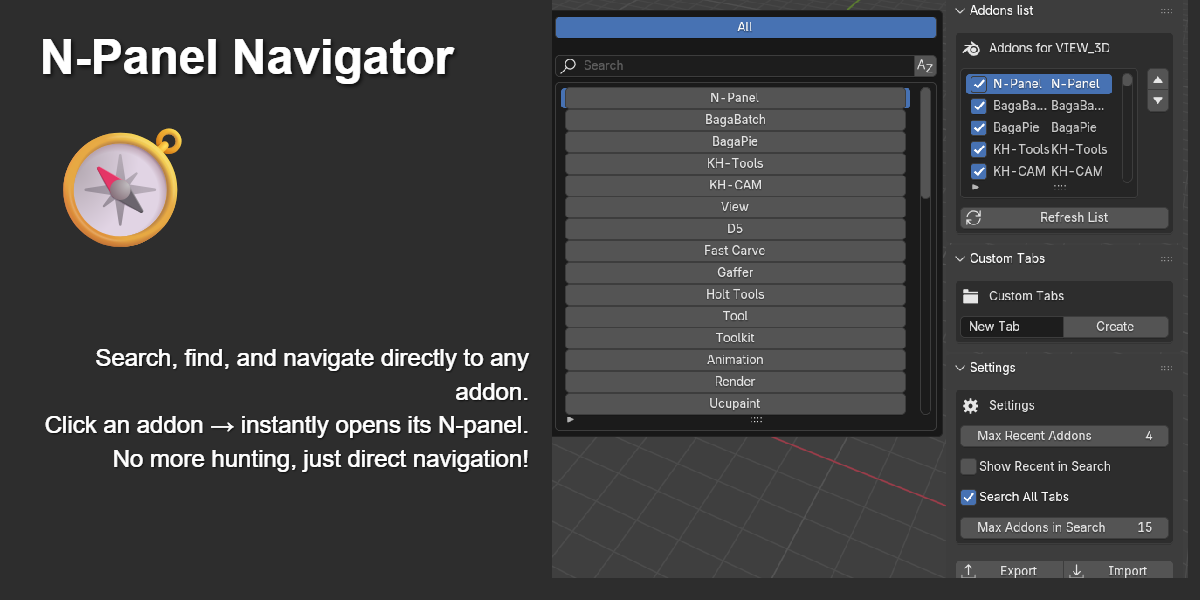 N-panel Navigator | User Interface add-ons | Blendkit