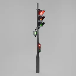 French Urban Traffic Light (Rigged)
