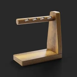 "Explore our modern Wood Key Holder 3D model, created with Blender 3D software and featuring procedural textures. This model is perfect for other textile projects, with a wooden stand and sleek design elements inspired by Oton Iveković. View our high-quality 4k rendering with product lighting and raytracing techniques."
