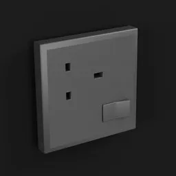 Detailed 3D model of a modern electrical switch and power socket for Blender 3D projects.