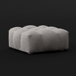 "Stylish pastel pouf with wooden legs for interior design rendered in Blender 3D. This luxurious ottoman features a furry pelt and classicism style, as well as being highly capsuled and expressive. Created by Pierre Pellegrini and Ash Thorp for the April luxury brand."