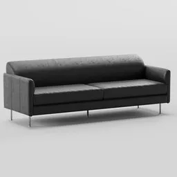 High-quality 3D-rendered black modern sofa with metal legs, ideal for architectural visualizations and Blender scenes.