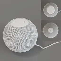 High-quality 3D model of smart speaker with mesh texture, compatible with Blender for audio visualization.