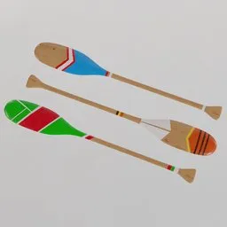 Colorful 3D paddle models ideal for Blender 3D projects.