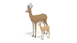 Stylized Blender 3D addax gazelle models with calf, optimized for low-poly renderings and CG visualizations.