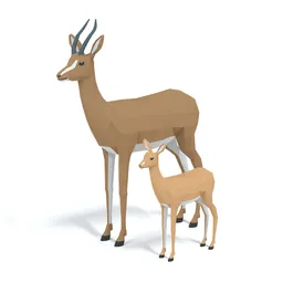 Low Poly Cartoon Arabian Gazelle