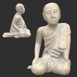 Antique Burmese Monk Statue 2 Marble