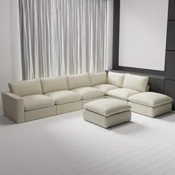 White Sectional Sofa with Ottoman