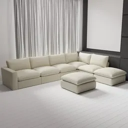 White Sectional Sofa with Ottoman