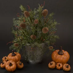 SJ-Autumn Pine Pumpkin Arrangement