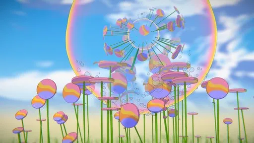 Bubble Dandelion Flower Anime 2D Shaded