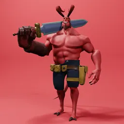 Hellboy Stylzied-Rigged-LowPoly