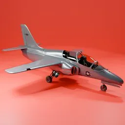 Blender 3D model of a silver Marchetti S211 jet with retractable gear, detailed interior, ready for aerobatic simulation.