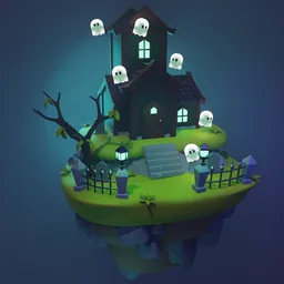 Stylized Spooky Floating Island