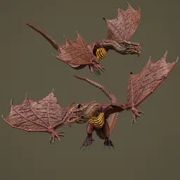 Rigged Red Fantasy Dragon-Game Ready