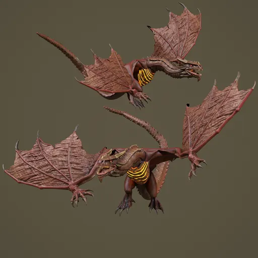 Rigged Red Fantasy Dragon-Game Ready