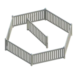 Detailed 3D model of a modular, customizable metal fence for Blender rendering.