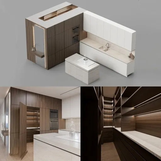 Kitchen Set with Island & Pantry