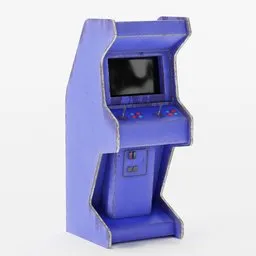 "High-quality 3D model of an Arcade Machine with 4K textures for Blender 3D. This game-console model features a small blue arcade machine with a TV on it, designed by Paul Kelpe. Perfect for 1980s arcade-themed projects, game art, and internet art creations."