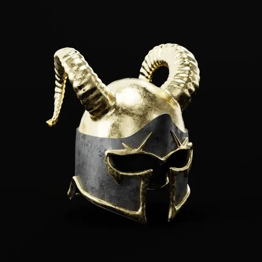 Inspirational Viking-style helmet 3D model with intricate detailing, ideal for Blender 3D artists.