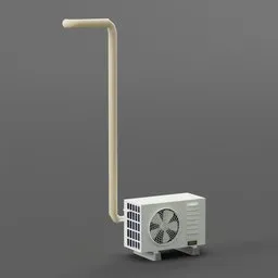 "White air conditioner outdoor unit, perfect for industrial and utility use in the era of global warming. Inspired by Patrick Caulfield and Cerith Wyn Evans, this professional product is rendered in Blender 3D for maximum precision."