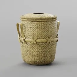 Woven Basket - Bamboo, Old - Game Ready