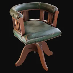 Early 1900s Leather Swivel Chair