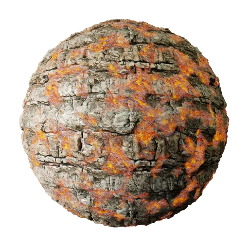 Volcanic Lava Stone texture for 3D modeling, 2K PBR material with displacement, suitable for soil simulation in Blender and other software.
