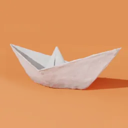 Low poly 3D origami boat model with mesh noise modifier, perfect for Blender 3D projects and design.