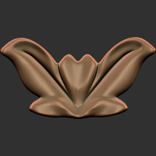 Detailed 3D sculpting brush imprint of ornamental design for digital model surface detailing.