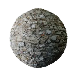 High-resolution PBR texture of an aged stone wall from a historical castle, perfect for 3D modeling in Blender.