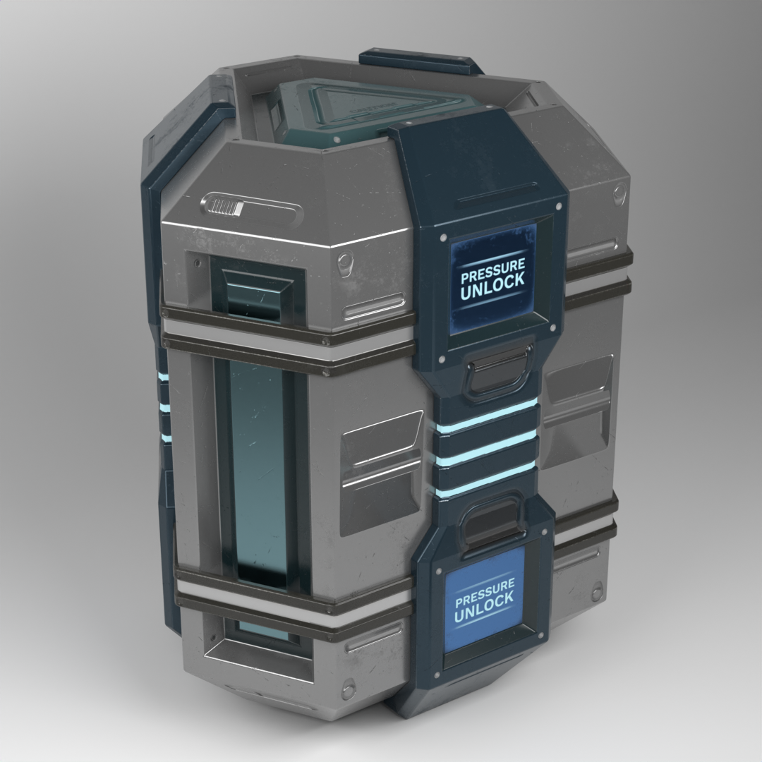 Scifi Hexagon Loot Metallic Blue | Containers models | BlenderKit