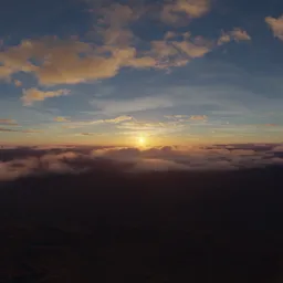 Cloudy Aerial Golden Sunset