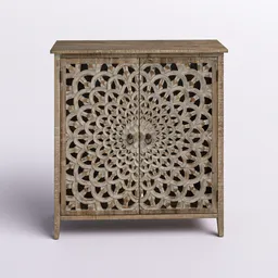 Mandala Carved Wooden Cabinet