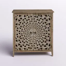 Mandala Carved Wooden Cabinet