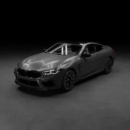 Detailed 3D rendering of a modern luxury sports coupe with sleek design and advanced features, compatible with Blender.