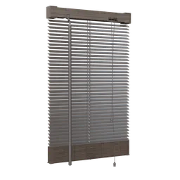 Highly detailed Venetian Wood Blinds 3D model in various rotations, crafted in Blender, ideal for interior design visuals.
