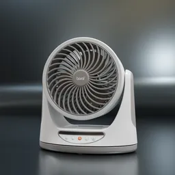Realistic Blender 3D model render of a modern fan with intricate details and subtle lighting effects.