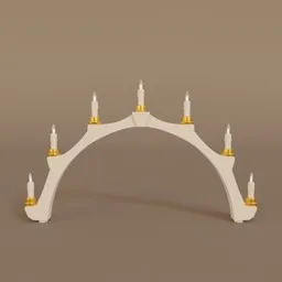 3D-rendered Schwibbogen model with digital candles, ideal for Blender 3D artists and virtual supplies.
