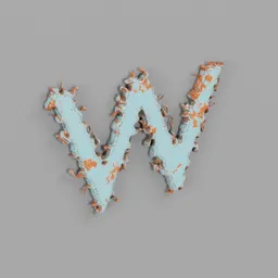 Rough metal Letter W