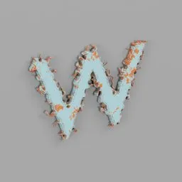 Rough metal Letter W