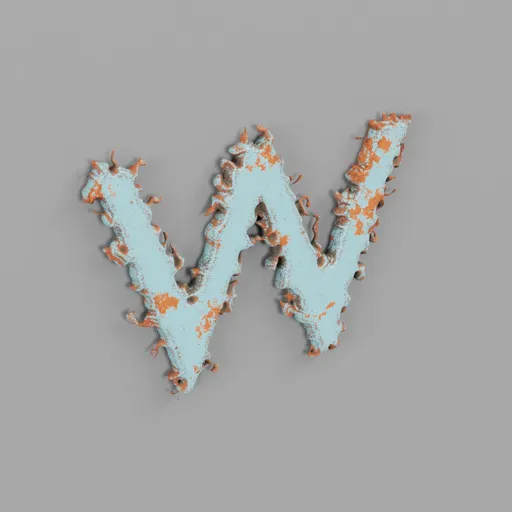 Rough metal Letter W