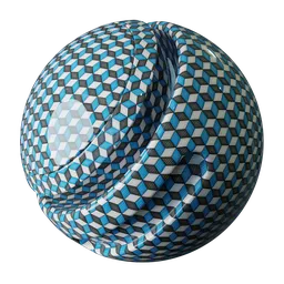 High-quality PBR 3D material with an optical illusion cube pattern for Blender visualization and rendering.